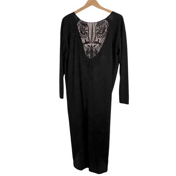 Xhilaration Black Drape Neck Criss Cross Front Crochet Open Back Dress, Size M - Picture 2 of 9